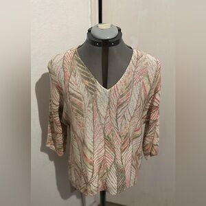 Chico’s Leaf Print Pullover Size 2 Petite (Size 12P)